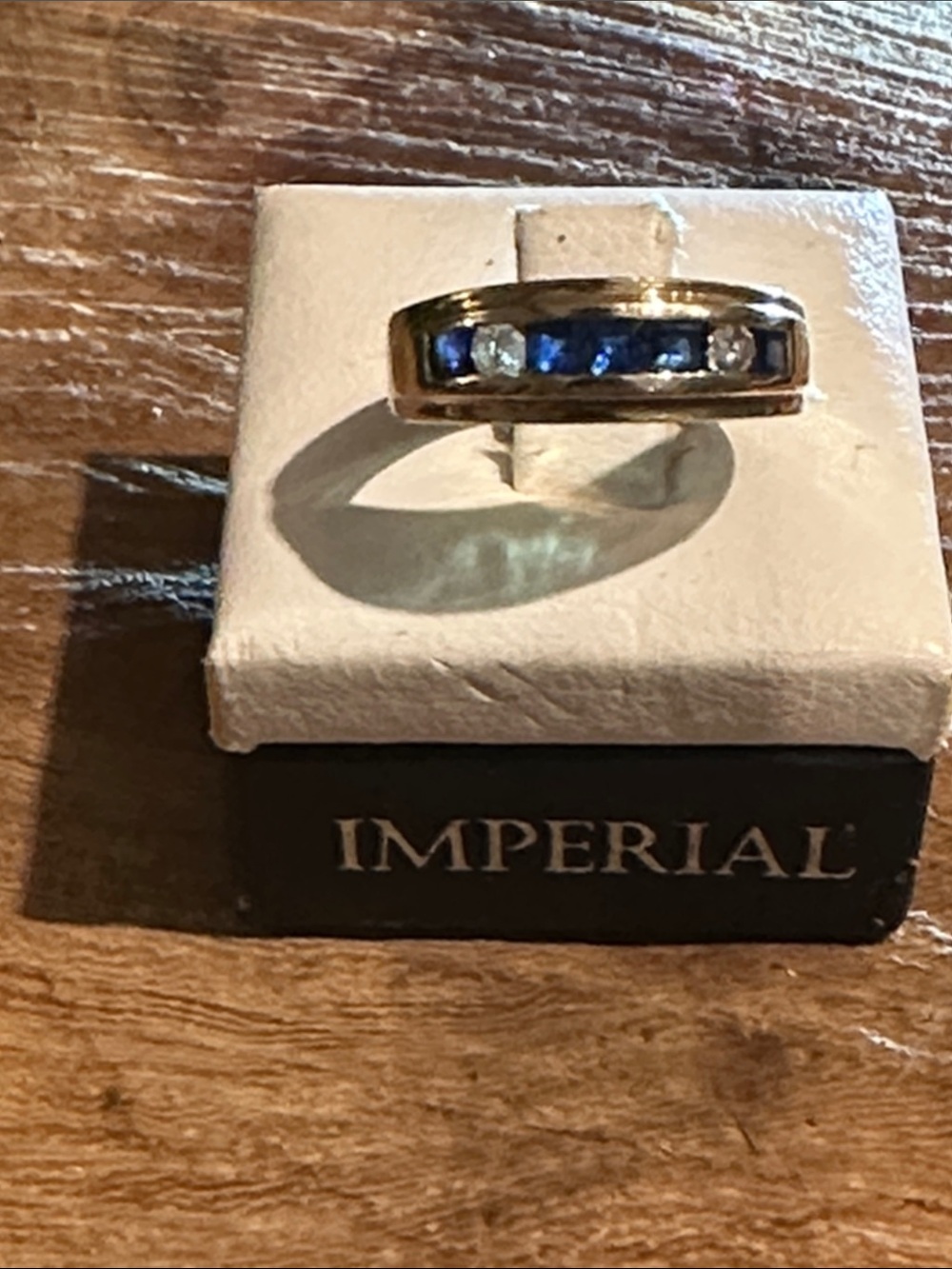 14 karat gold, sapphire, and diamond gold ring size 6